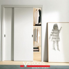Double sliding interior door with paint cover